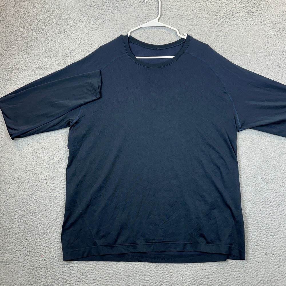 Lululemon Shirt Mens 2XL Metal Vent Tech Navy Blue Athletic Gym Long Sleeve EUC